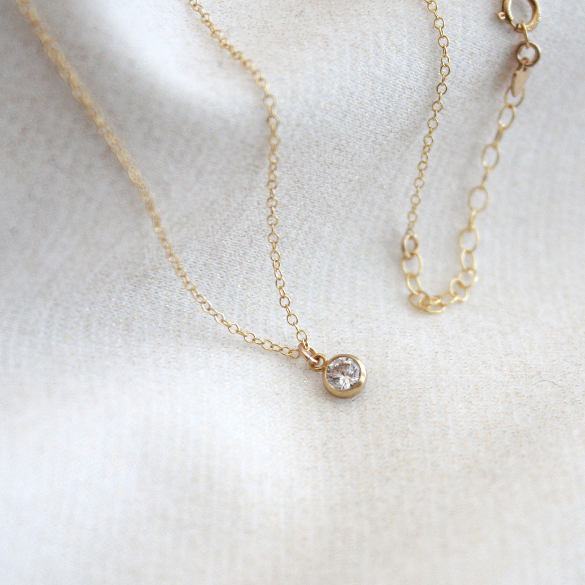 Crystal Clear Quartz Necklace - Floating diamond necklace - Delicate G -  Urban Carats